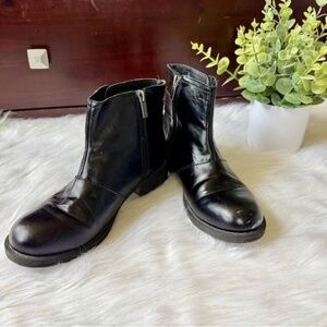 Kenneth Cole Reaction Moto Silver Side Buckle Black Ankle‎ Boots Size 7.5